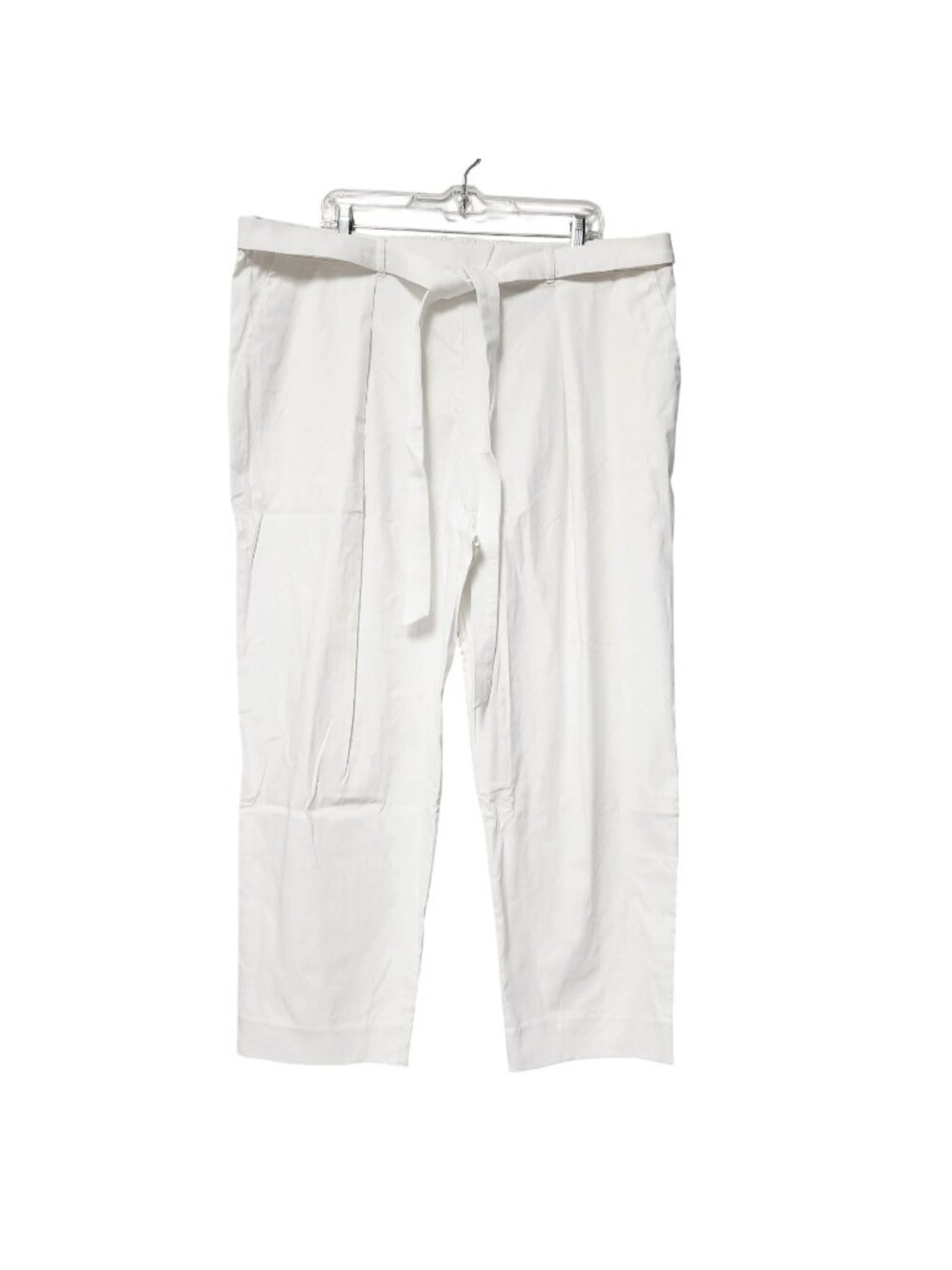 C Wonder By Christian Womens Siriano White Wide-Leg Pants With Tie Belt Size 2X